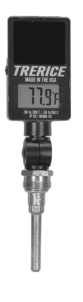 The Trerice SX9 “Digital Therm” comes standard with a NEMA-4X case, making it the perfect choice for outdoor applications and in areas that require “spray-down.” The SX9 is the ideal replacement for existing mercury-in-glass thermometers in enviro